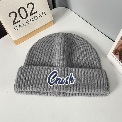 Beanie Applique Lettering Knit