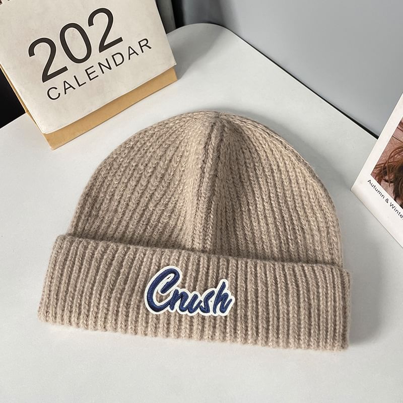 Beanie Applique Lettering Knit