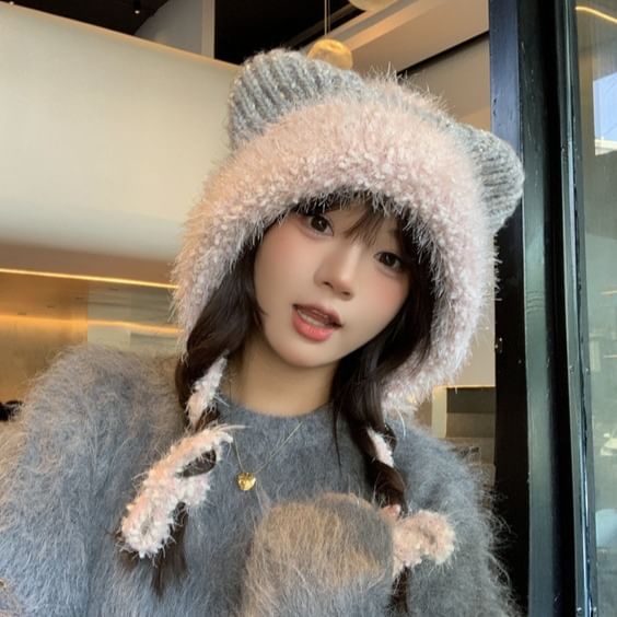 Cat Wool Ear Hat Trapper