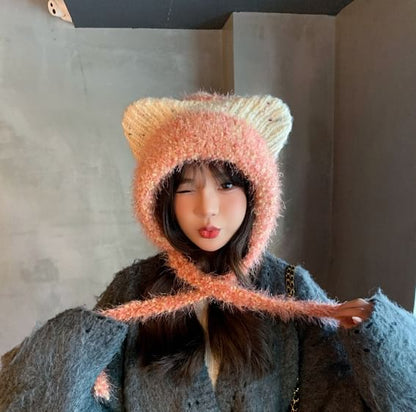 Cat Wool Ear Hat Trapper