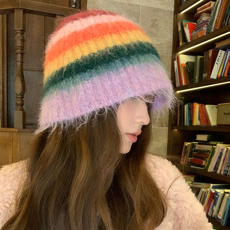 Hat Bucket Knit Striped