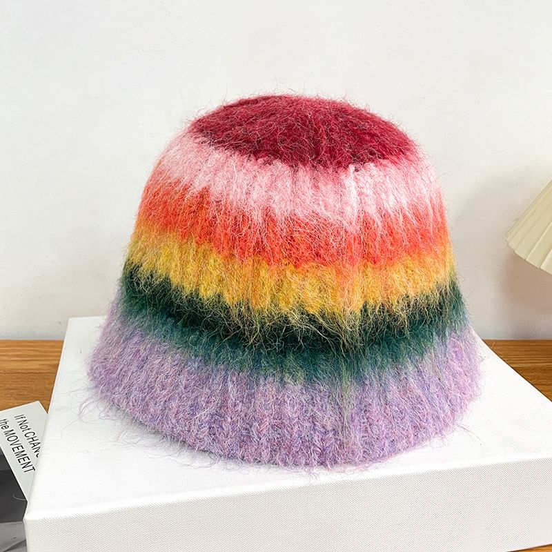 Hat Bucket Knit Striped