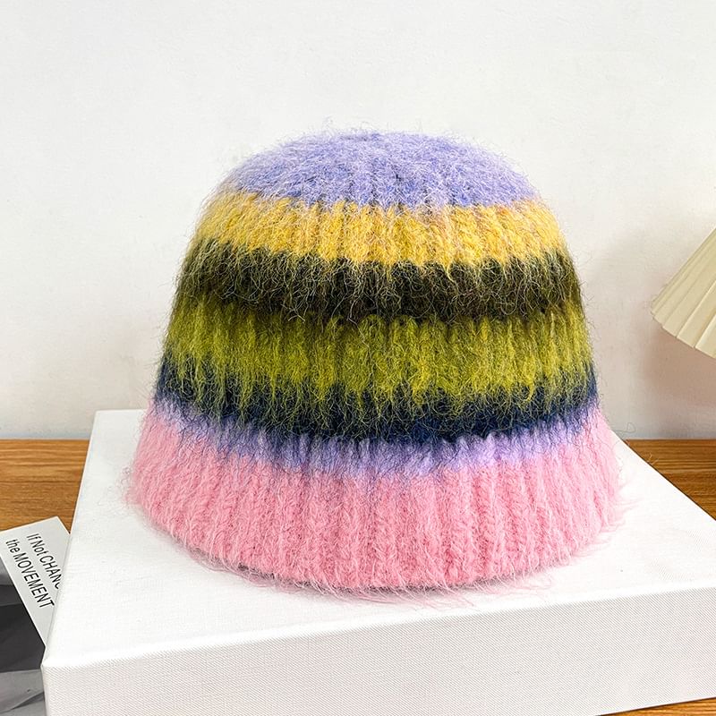 Hat Bucket Knit Striped