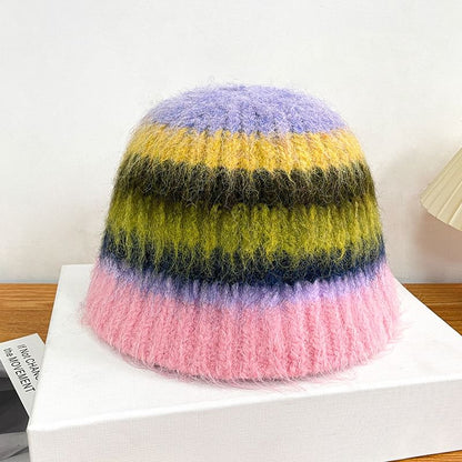 Hat Bucket Knit Striped