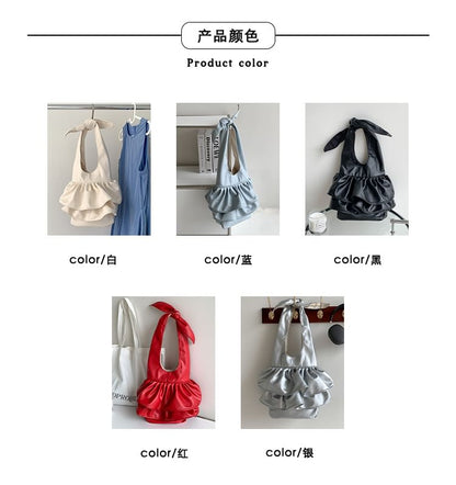 Leather Ruffle Bag Tote Faux