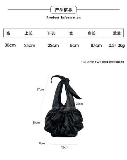 Leather Ruffle Bag Tote Faux