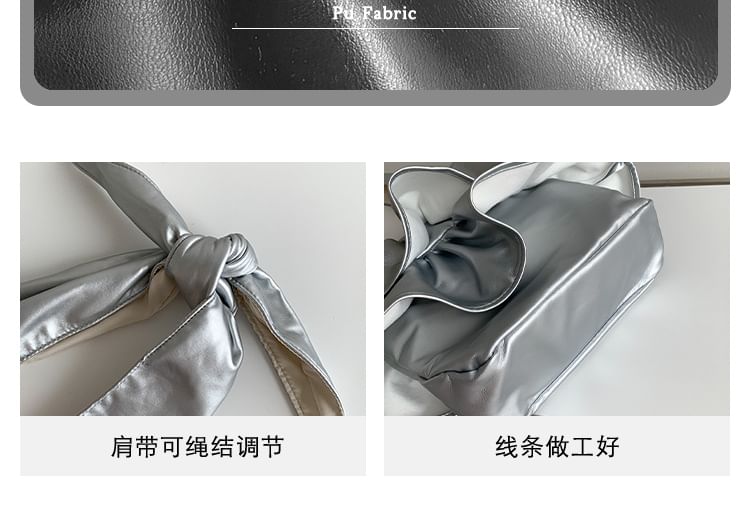 Leather Ruffle Bag Tote Faux