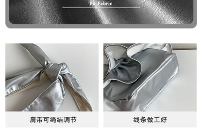 Leather Ruffle Bag Tote Faux