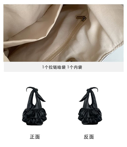 Leather Ruffle Bag Tote Faux