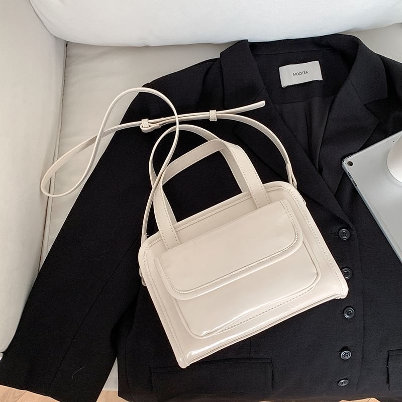 Multi-Pocket Crossbody Leather Faux Bag