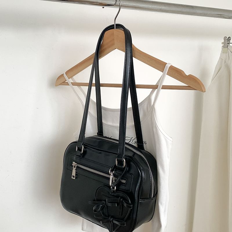 Leather Multi-Pocket Bag Faux Tote