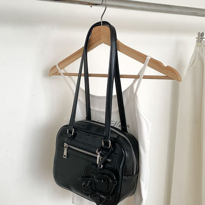 Leather Multi-Pocket Bag Faux Tote