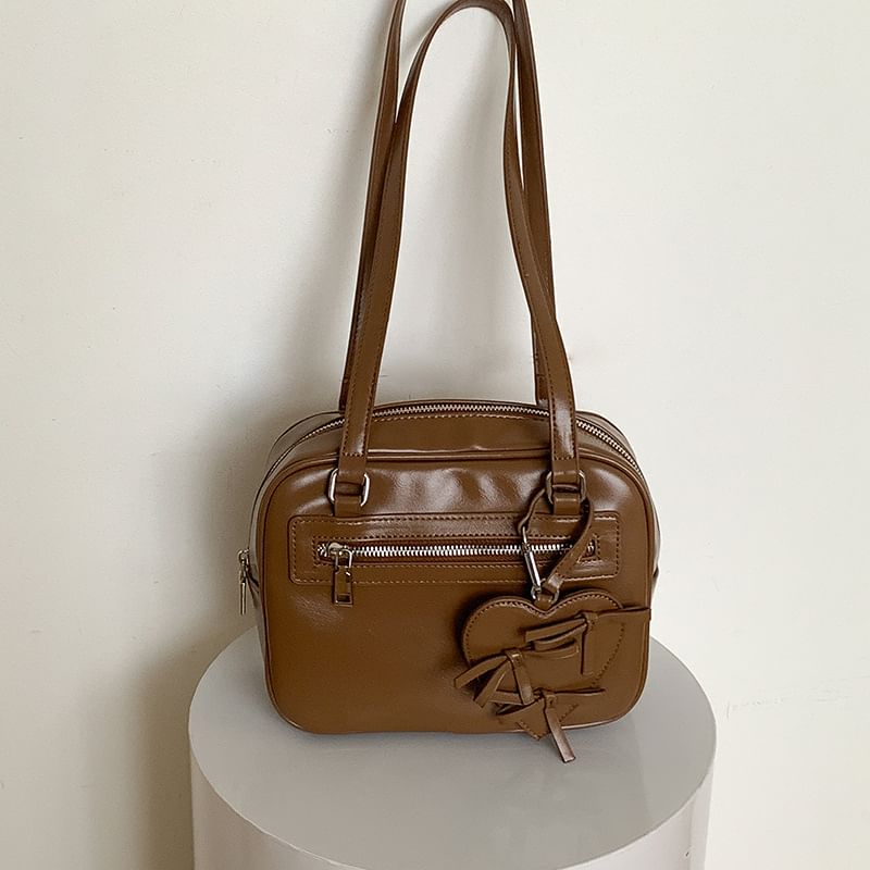 Leather Multi-Pocket Bag Faux Tote