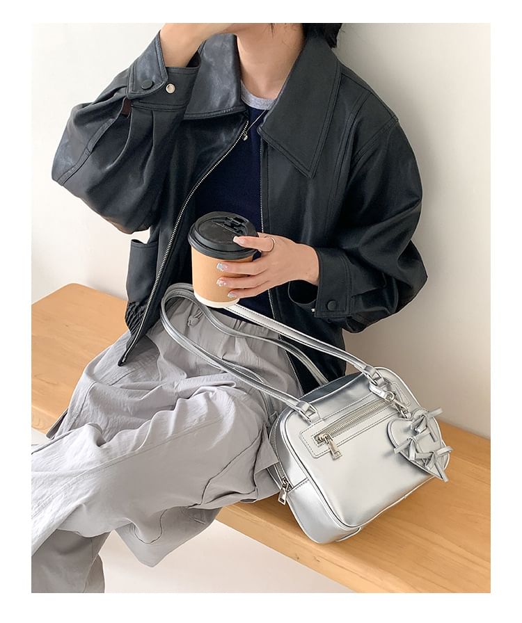 Leather Multi-Pocket Bag Faux Tote