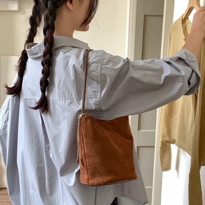 Suede Bucket Bag Faux