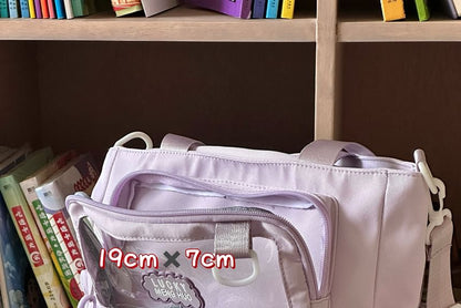 Plain Transparent Panel Crossbody Tote Bag