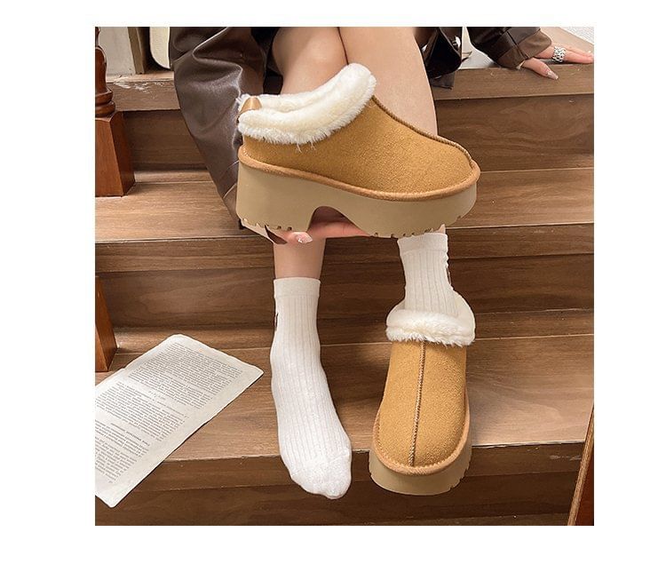 Ankle Fleece-Lined Boots Platform