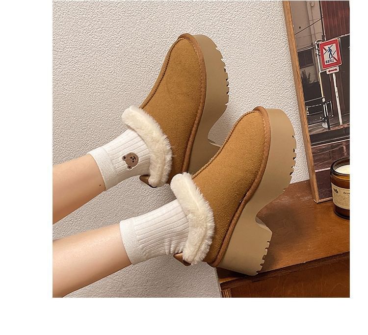 Fleece-Lined Platform Ankle Boots