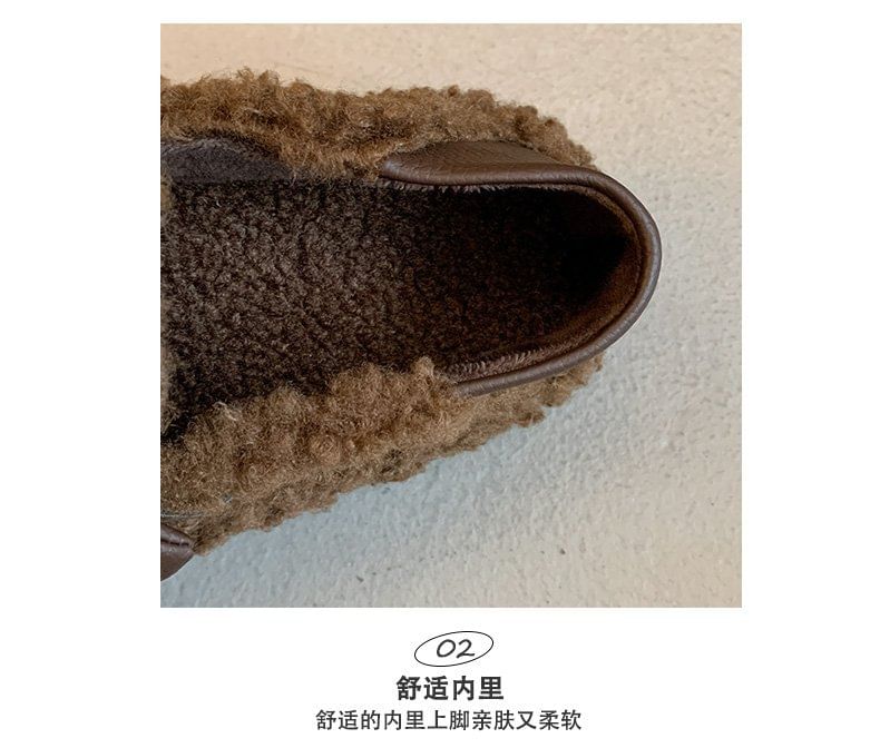 Bow Fleece Platform Slip-Ons