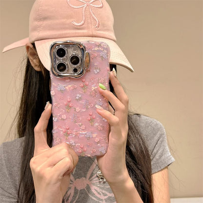 Floral Shell Pattern Phone Case With Holder For  iPhone 16, 16 Plus, 16 Pro, 16 Pro Max, 15, 15 Pro, 15 Pro Max, 14, 14 Plus, 14 Pro, 14 Pro Max, 13, 13 Pro, 13 Pro Max