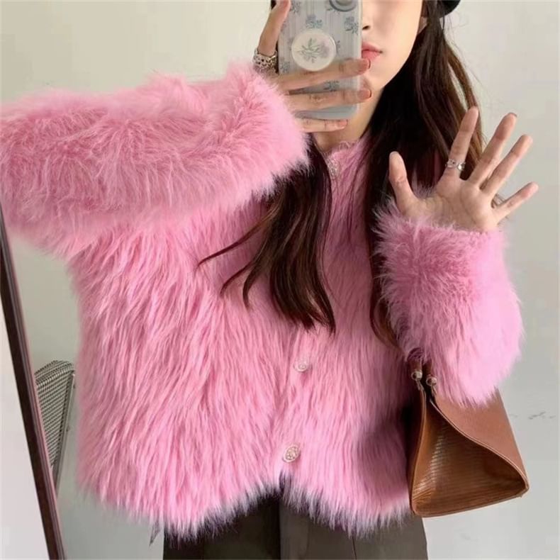 Soft Furry-Knit Cardigan