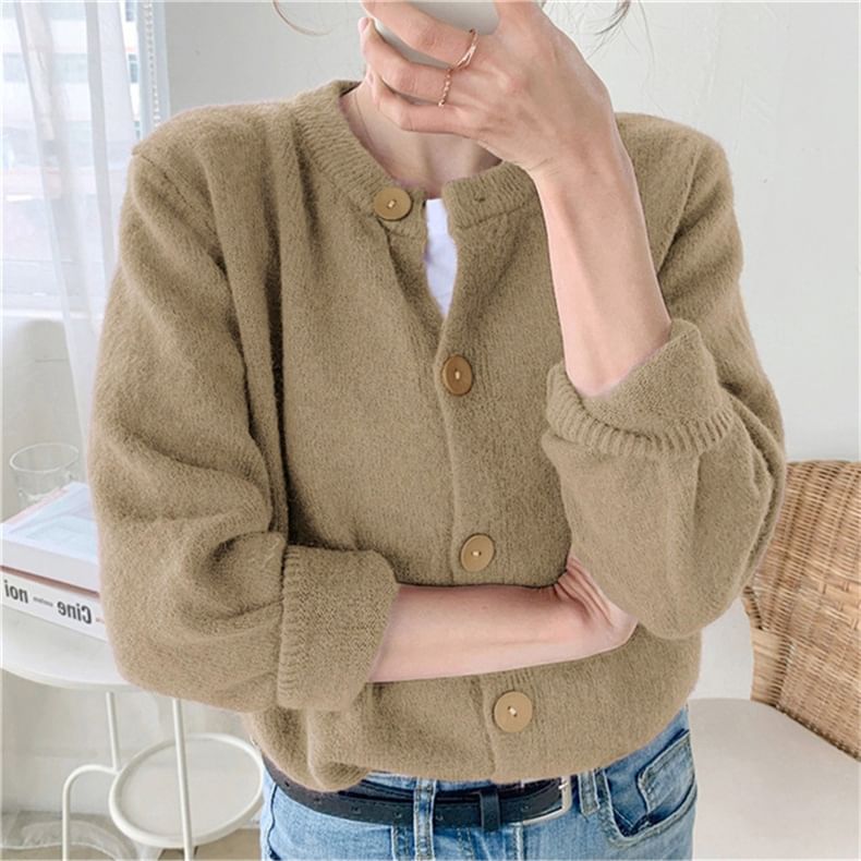 Oversized Crew-Neck Cardigan in 5 Colors