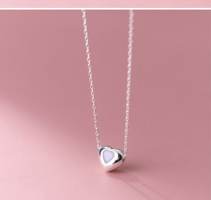 S925 Sterling Silver Heart Rhinestone Pendant Necklace