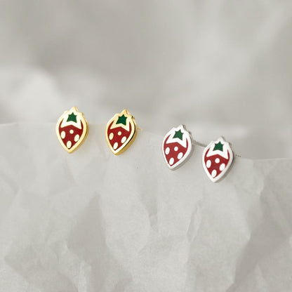 S925 Sterling Silver Strawberry Stud Earring