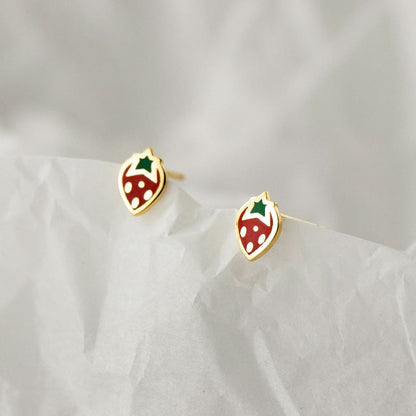 S925 Sterling Silver Strawberry Stud Earring