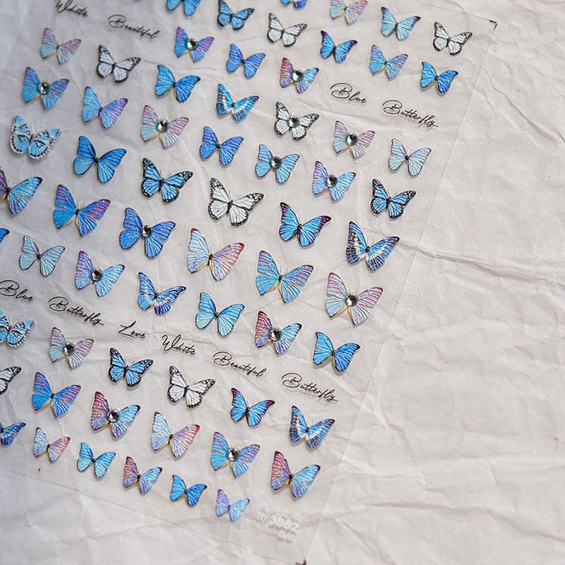 Blue Butterfly Nail Art Stickers