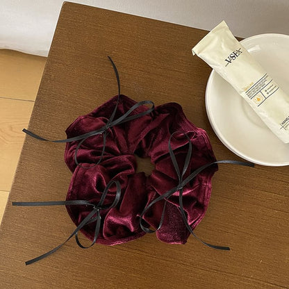 Bow Accent Velvet Scrunchie