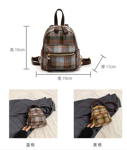 Plaid Zip Backpack