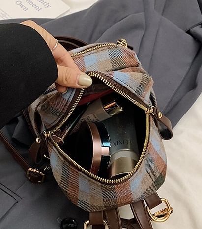 Plaid Zip Backpack