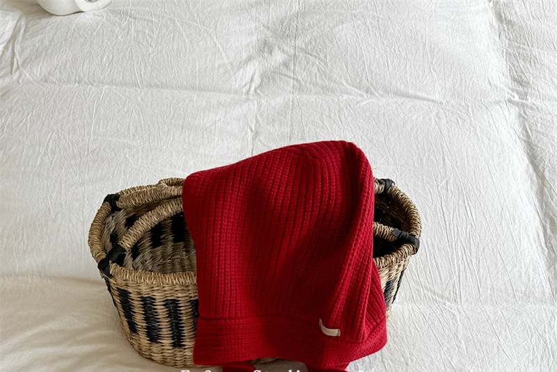 Hat Plain Knit Bonnet