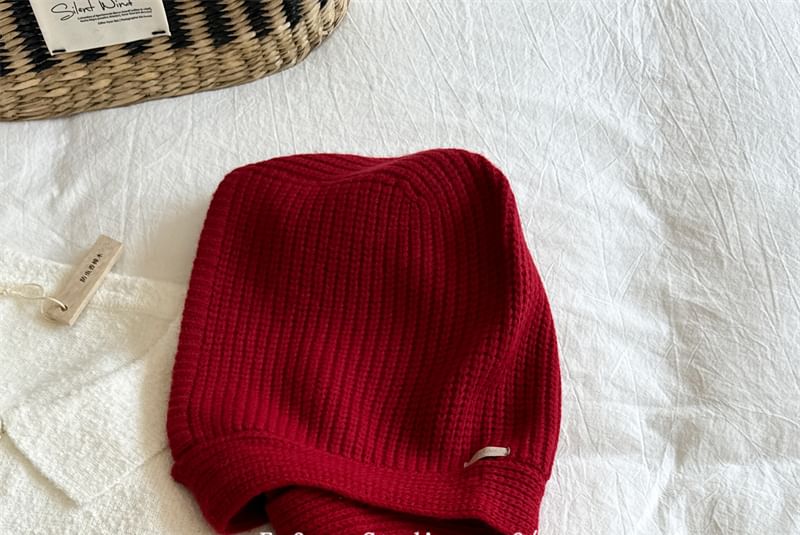 Hat Plain Knit Bonnet