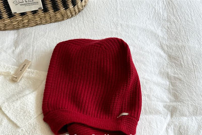 Hat Plain Knit Bonnet