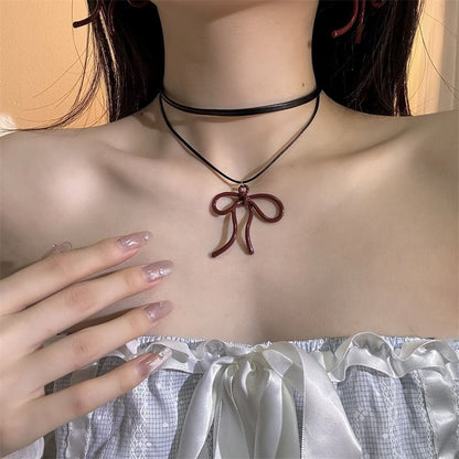 Earring Drop Necklace / Bow Layered