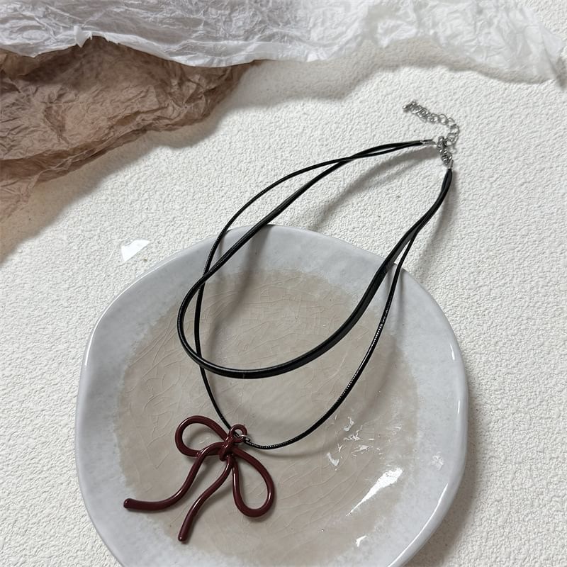 Earring Drop Necklace / Bow Layered