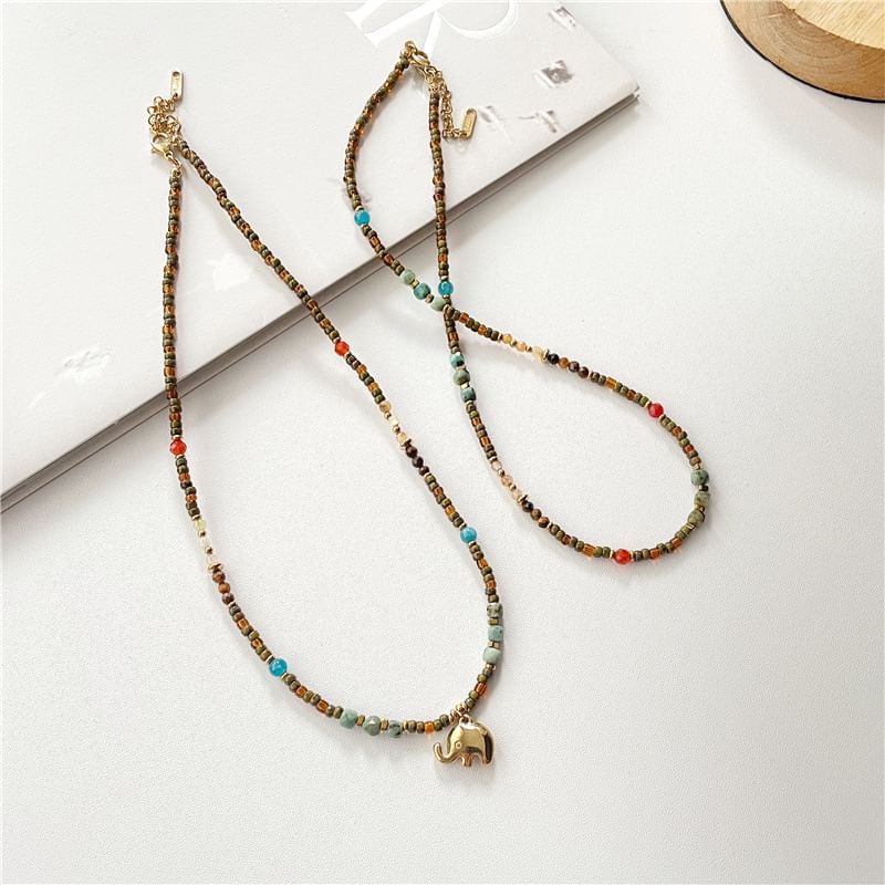 / Elephant Beaded Necklace