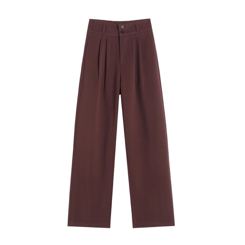 High Rise Plain Wide Leg Slacks