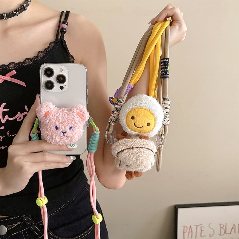 Cartoon On Clip Plush Lanyard Phone