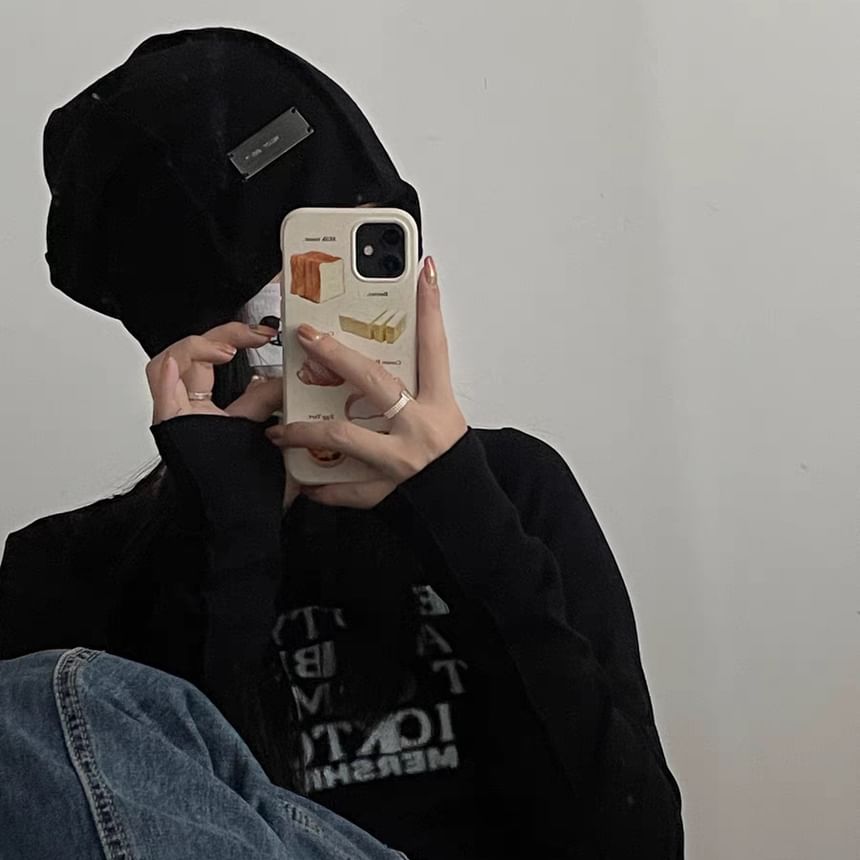 Beanie Ribbed Panel Plain Knit /