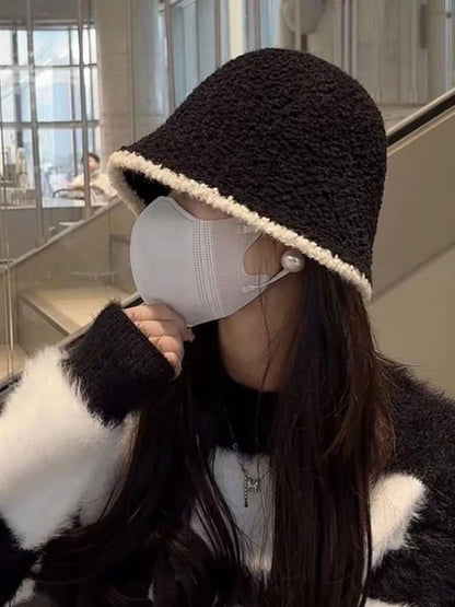 Contrast Bucket Ear / Plain Hat Trim Knit