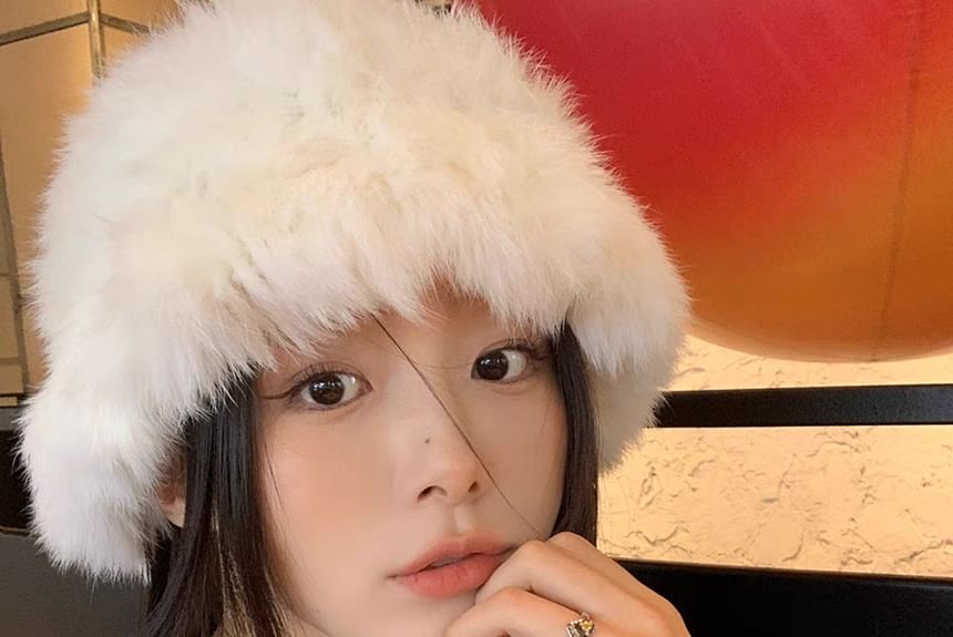 Hat Plain Faux Fur / Bucket Star