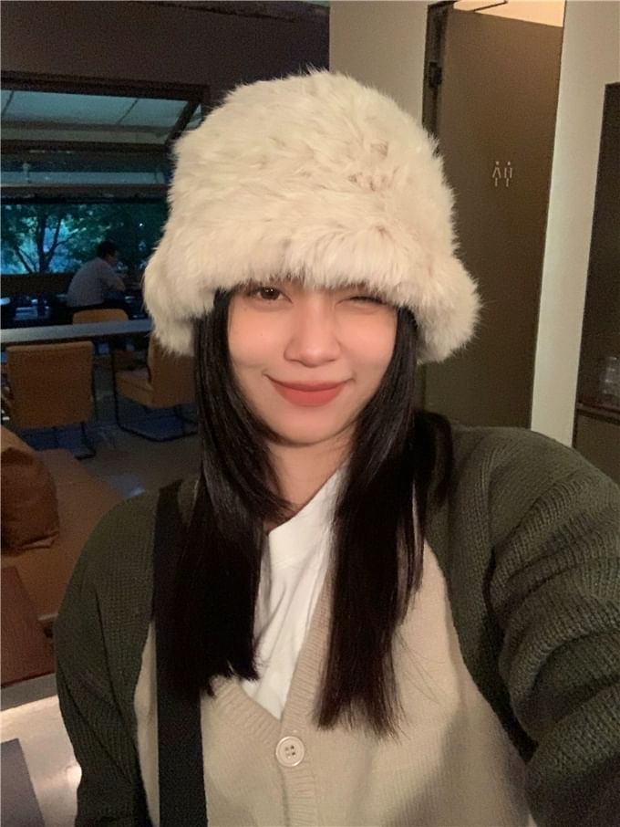 Hat Plain Faux Fur / Bucket Star