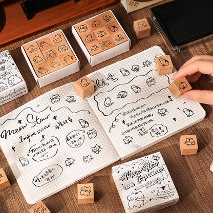 Set of 9: Animal Wooden Stamp