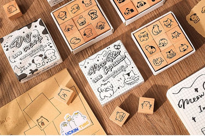 Set of 9: Animal Wooden Stamp