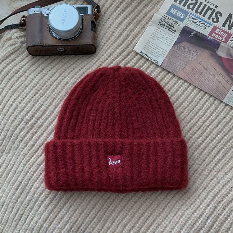 Embroidered Heart Beanie