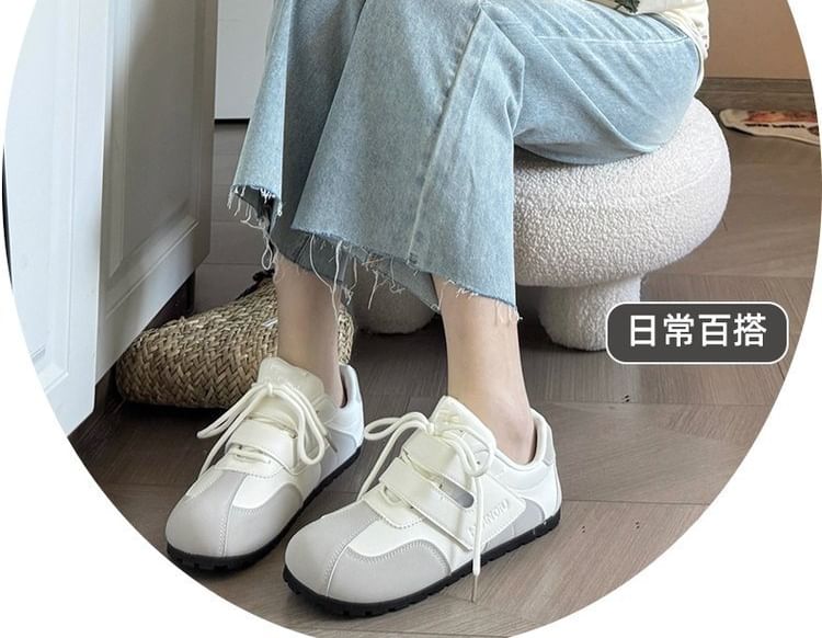 Two Tone Adhesive Flat Sneakers