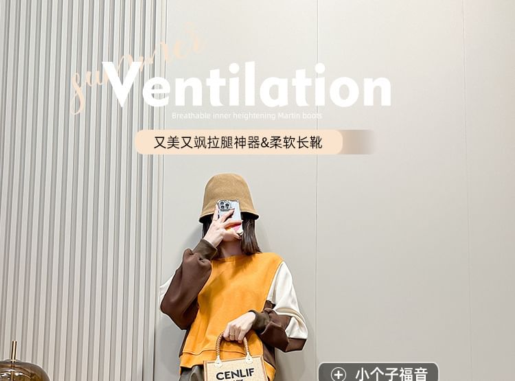 Buckled Boots Plain Zip-Up Leather Faux Tall Platform